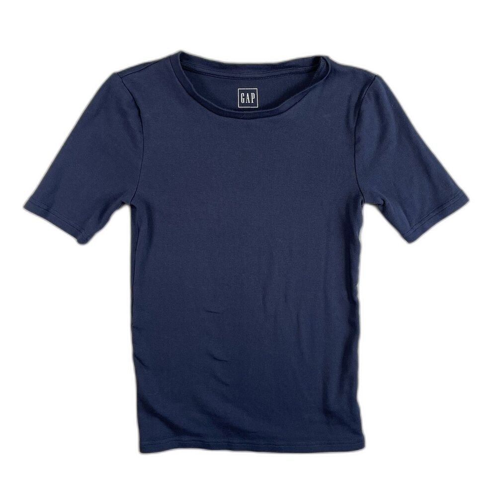 GAP Modern T Shirt Womens S Navy Blue Round Neck Classic Cotton Basics - Picture 1 of 5